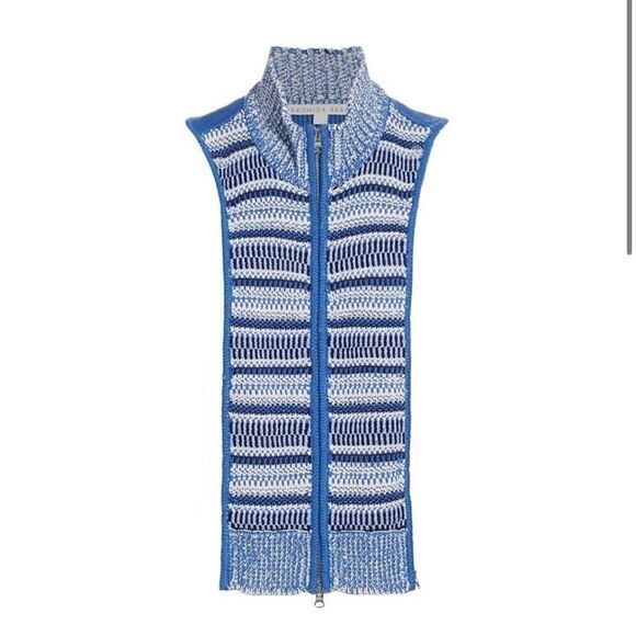 Veronica Beard Vivi Front Zip Mercerized Cotton Sweater Dickey NWT $258 - Picture 3 of 9